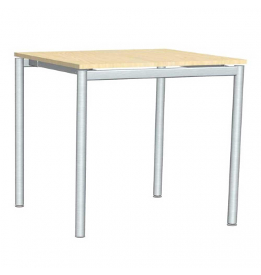 Konferenztisch 272822, 74,5cm (H), 80x80cm (BxT), 4 Personen, quadratisch, ahorn / silber