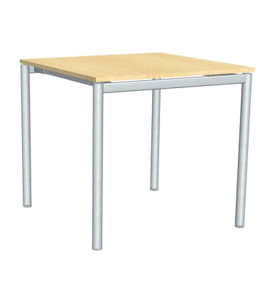 Konferenztisch MODUL, 74,5cm (H), 80x80cm (BxT), 4 Personen, quadratisch, buche / silber