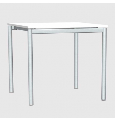 Konferenztisch MODUL, 74,5cm (H), 80x80cm (BxT), 4 Personen, quadratisch, wei&szlig; / silber