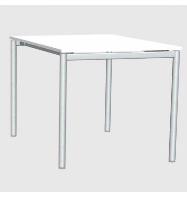 Konferenztisch MODUL, 74,5cm (H), 120x80cm (BxT), 4 Personen, rechteckig, wei&szlig; / silber