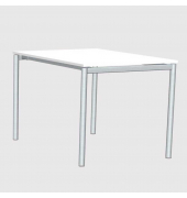 Konferenztisch MODUL, 74,5cm (H), 160x80cm (BxT), 4 Personen, rechteckig, wei&szlig; / silber