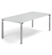 Konferenztisch System MODUL, h&ouml;henverstellbar 65-85cm (H), 200x100cm (BxT), 8 Personen, rechteckig, lichtgrau / silber