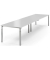 Konferenztisch 292081, stufenlos höhenverstellbar 65-85cm (H), 400x100cm (BxT), 14 Personen, rechteckig, lichtgrau / silber