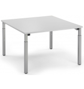 Konferenztisch System MODUL, h&ouml;henverstellbar 65-85cm (H), 120x120cm (BxT), 8 Personen, quadratisch, lichtgrau / silber