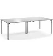 Konferenztisch System MODUL, stufenlos h&ouml;henverstellbar 65-85cm (H), 320x160cm (BxT), 12 Personen, rechteckig, lichtgrau / silbe