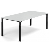 Konferenztisch System MODUL, h&ouml;henverstellbar 65-85cm (H), 200x100cm (BxT), 8 Personen, rechteckig, lichtgrau / schwarz