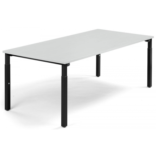 4251797814417 - Konferenztisch 292105 stufenlos höhenverstellbar 65cm (H) 200x100cm (BxT) 8 Personen rechteckig lichtgrau   schwarz 4251797