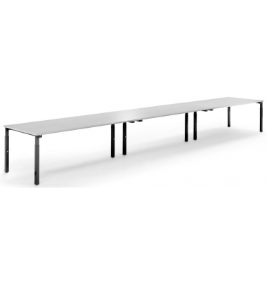 Konferenztisch System MODUL, stufenlos h&ouml;henverstellbar 65-85cm (H), 600x100cm (BxT), 20 Personen, rechteckig, lichtgrau / schwa