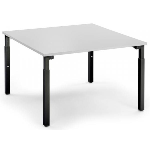 4251797814509 - Konferenztisch 292114 stufenlos höhenverstellbar 65cm (H) 120x120cm (BxT) 8 Personen quadratisch lichtgrau   schwarz 425179