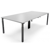 Konferenztisch 292117, stufenlos höhenverstellbar 65-85cm (H), 240x120cm (BxT), 12 Personen, rechteckig, lichtgrau / schwarz
