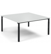 Konferenztisch System MODUL, h&ouml;henverstellbar 65-85cm (H), 160x160cm (BxT), 8 Personen, quadratisch, lichtgrau / schwarz