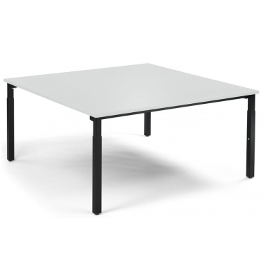 Konferenztisch 292123, stufenlos höhenverstellbar 65-85cm (H), 160x160cm (BxT), 8 Personen, quadratisch, lichtgrau / schwarz