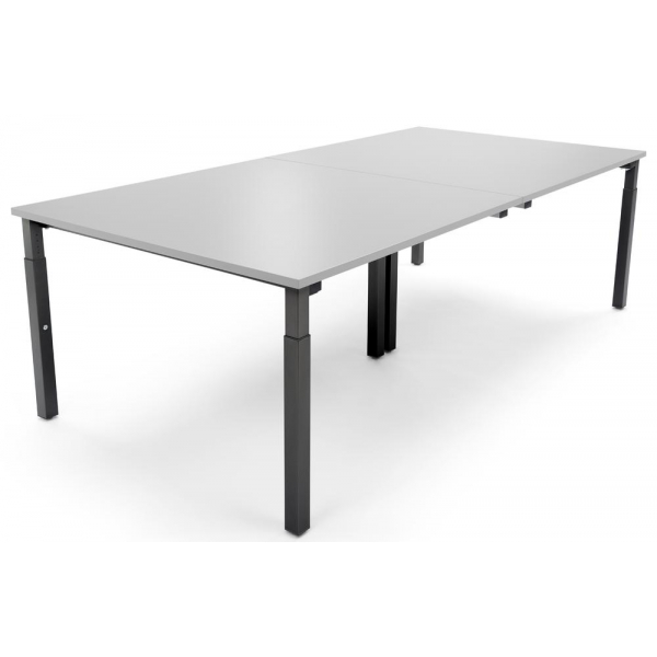 4251797814622 - Konferenztisch 292126 stufenlos höhenverstellbar 65cm (H) 320x160cm (BxT) 12 Personen rechteckig lichtgrau   schwarz 425179