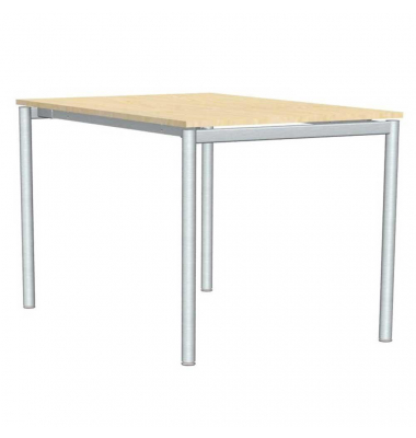 Konferenztisch MODUL, 74,5cm (H), 160x80cm (BxT), 4 Personen, rechteckig, ahorn / silber