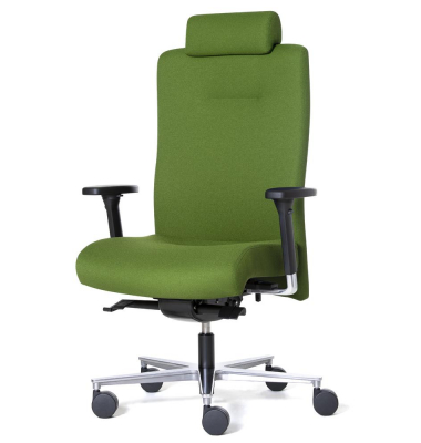 B&uuml;rostuhl DV BIG PLUS BS200, gr&uuml;n / silber, mit Armlehnen, bis 200kg, mit Kopfst&uuml;tze