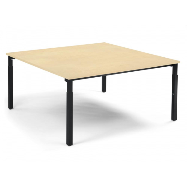 4255704315196 - Konferenztisch 349187 manuell höhenverstellbar 65cm (H) 160x160cm (BxT) 8 Personen quadratisch ahorn   schwarz 425570431519