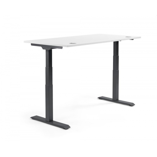 4255704315202 - Sitz-Steh-Schreibtisch 347899 elektrisch höhenverstellbar 605-1255cm (H) 1800mmx800mm (BxT) rechteckig weiß   Schwarz 4255
