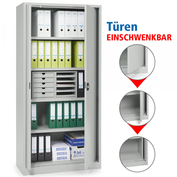 4255704315264 - Büro-Stahlschrank mit einschwenkbaren Türen 4255704315264 Deskin