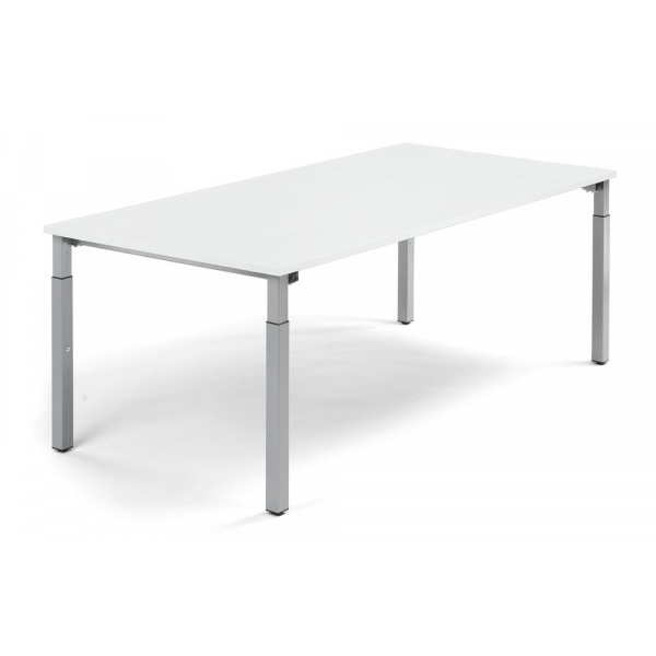 4255704315271 - Konferenztisch System MODUL höhenverstellbar 65-85cm (H) 200x100cm (BxT) 8 Personen rechteckig weiß   silber 4255704315271 