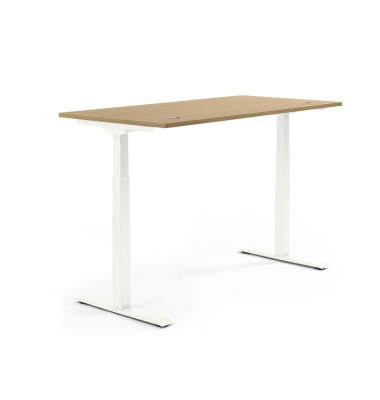 Sitz-Steh-Schreibtisch FLEX MODUL, elektrisch höhenverstellbar, 60,5-125,5cm (H), 200x80cm (BxT), rechteckig, eiche hell / weiß Sitz-Steh-Schreibtisch FLEX MODUL, elektrisch höhenverstellbar, 60,5-125,5cm (H), 200x80cm (BxT), rechteckig, eiche hell / weiß