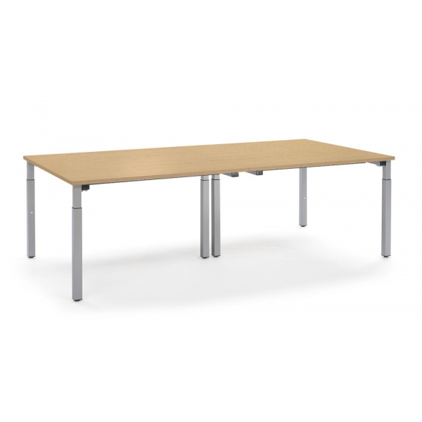4255704315455 - Konferenztisch System MODUL höhenverstellbar 65-85cm (H) 240x120cm (BxT) 12 Personen rechteckig buche   silber 425570431545