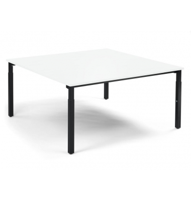 Konferenztisch System MODUL, manuell h&ouml;henverstellbar 65-85cm (H), 160x160cm (BxT), 8 Personen, quadratisch, wei&szlig; / schwarz
