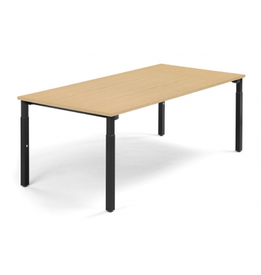 Konferenztisch 348138, höhenverstellbar 65-85cm (H), 200x100cm (BxT), 8 Personen, rechteckig, buche / schwarz