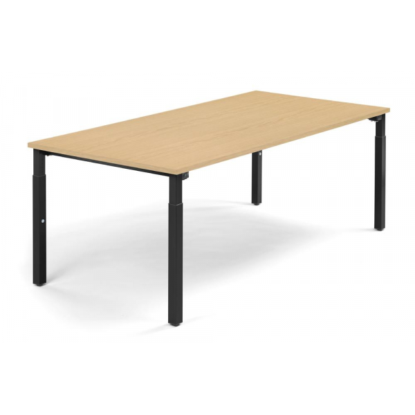 4255704315707 - Konferenztisch System MODUL höhenverstellbar 65-85cm (H) 200x100cm (BxT) 8 Personen rechteckig buche   schwarz 425570431570