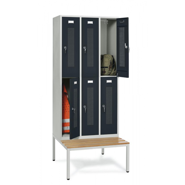 4255704315837 - Doppelstöckiger Spind SYSTEM SP1 mit Sitzbank 4255704315837 Deskin
