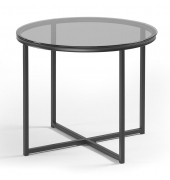 Beistelltisch, 45cm (H), 55x55cm (BxT), quadratisch, rund, schwarz / schwarz