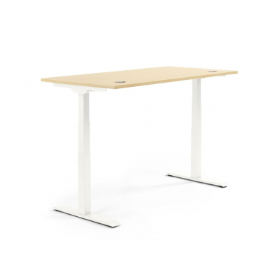 Sitz-Steh-Schreibtisch FLEX MODUL, elektrisch h&ouml;henverstellbar, 60,5-125,5cm (H), 160x80cm (BxT), rechteckig, ahorn / wei&szlig;