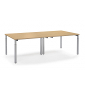 Konferenztisch System MODUL, manuell h&ouml;henverstellbar 65-85cm (H), 320x160cm (BxT), 12 Personen, rechteckig, buche / silber