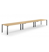 Konferenztisch 348150, höhenverstellbar 65-85cm (H), 600x100cm (BxT), 20 Personen, rechteckig, buche / schwarz