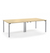 Konferenztisch System MODUL, manuell h&ouml;henverstellbar 65-85cm (H), 320x160cm (BxT), 12 Personen, rechteckig, ahorn / silber