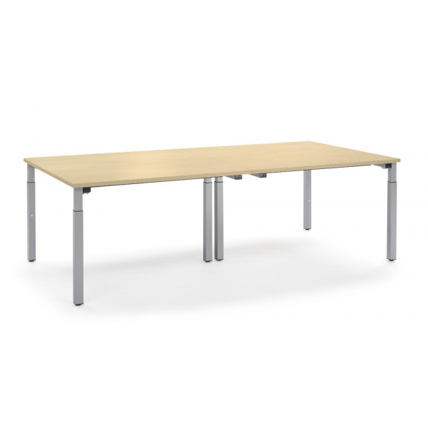 4255704316452 - Konferenztisch 349190 manuell höhenverstellbar 65cm (H) 320x160cm (BxT) 12 Personen rechteckig ahorn   silber 4255704316452