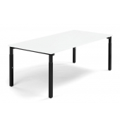 Konferenztisch 348140, höhenverstellbar 65-85cm (H), 200x100cm (BxT), 8 Personen, rechteckig, weiß / schwarz