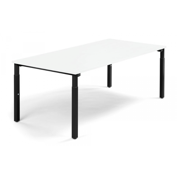 4255704316537 - Konferenztisch System MODUL höhenverstellbar 65-85cm (H) 200x100cm (BxT) 8 Personen rechteckig weiß   schwarz 4255704316537