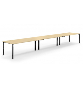 Konferenztisch System MODUL, h&ouml;henverstellbar 65-85cm (H), 600x100cm (BxT), 20 Personen, rechteckig, ahorn / schwarz