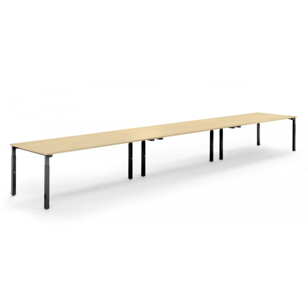 4255704316544 - Konferenztisch 348151 höhenverstellbar 65cm (H) 600x100cm (BxT) 20 Personen rechteckig ahorn   schwarz 4255704316544 Deskin