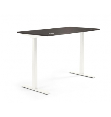 Sitz-Steh-Schreibtisch FLEX MODUL, elektrisch h&ouml;henverstellbar, 60,5-125,5cm (H), 180x80cm (BxT), rechteckig, eiche dunkel / wei
