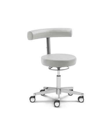 Bürodrehstuhl MED ROUND, lichtgrau / silber, bis 110kg, ohne Kopfstütze