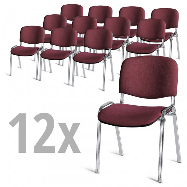 4255704316902 - Besucherstuhl-Set ISO bordeaux chrom ohne Armlehnen 4-Fuß-Gestell 4255704316902 12 Stück 4255704316902 - Besucherstuhl-Set ISO bordeaux chrom ohne Armlehnen 4-Fuß-Gestell 4255704316902 12 Stück