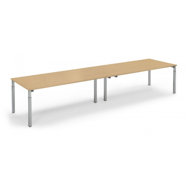 4255704316957 - Konferenztisch System MODUL höhenverstellbar 65-85cm (H) 400x100cm (BxT) 14 Personen rechteckig buche   silber 425570431695