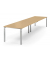 Konferenztisch System MODUL, h&ouml;henverstellbar 65-85cm (H), 400x100cm (BxT), 14 Personen, rechteckig, buche / silber