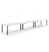 Konferenztisch System MODUL, h&ouml;henverstellbar 65-85cm (H), 600x100cm (BxT), 20 Personen, rechteckig, wei&szlig; / schwarz