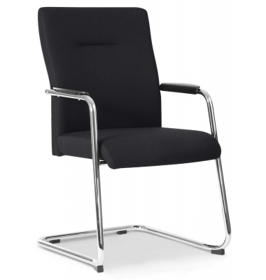 Besucherstuhl DV BIG PLUS FS 200, schwarz / chrom, mit Armlehnen, Freischwinger
