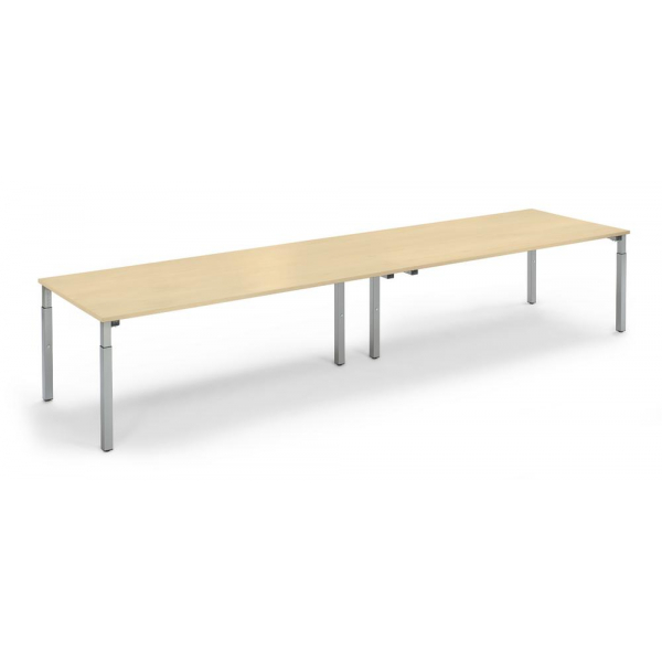 4255704317237 - Konferenztisch System MODUL höhenverstellbar 65-85cm (H) 400x100cm (BxT) 14 Personen rechteckig ahorn   silber 425570431723