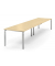 Konferenztisch 348142, höhenverstellbar 65-85cm (H), 400x100cm (BxT), 14 Personen, rechteckig, ahorn / silber