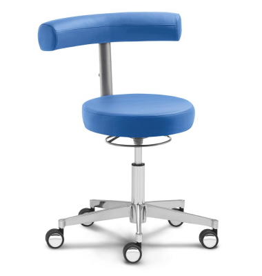 Bürodrehstuhl MED ROUND, blau / silber, bis 110kg, ohne Kopfstütze