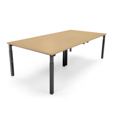 Konferenztisch System MODUL, manuell h&ouml;henverstellbar 65-85cm (H), 320x160cm (BxT), 12 Personen, rechteckig, buche / schwarz